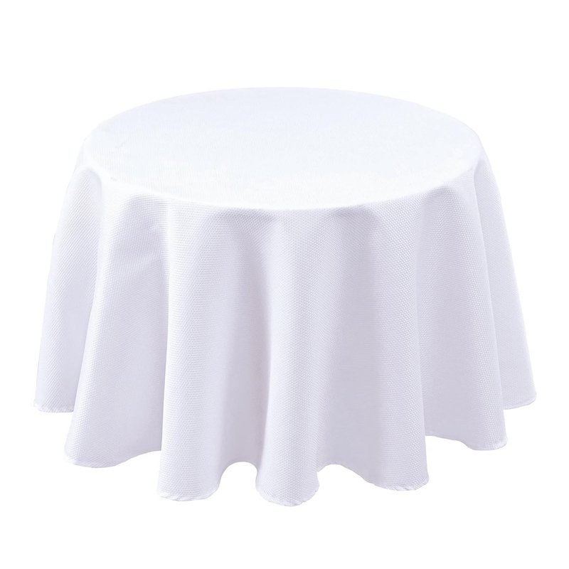 Biscaynebay Textured Fabric Round Tablecloths 70" for Round Tables diameters from 30" to 58", White Water Resistant Folding Table Covers Washable for Dining, Kitchen, Wedding, Parties etc
