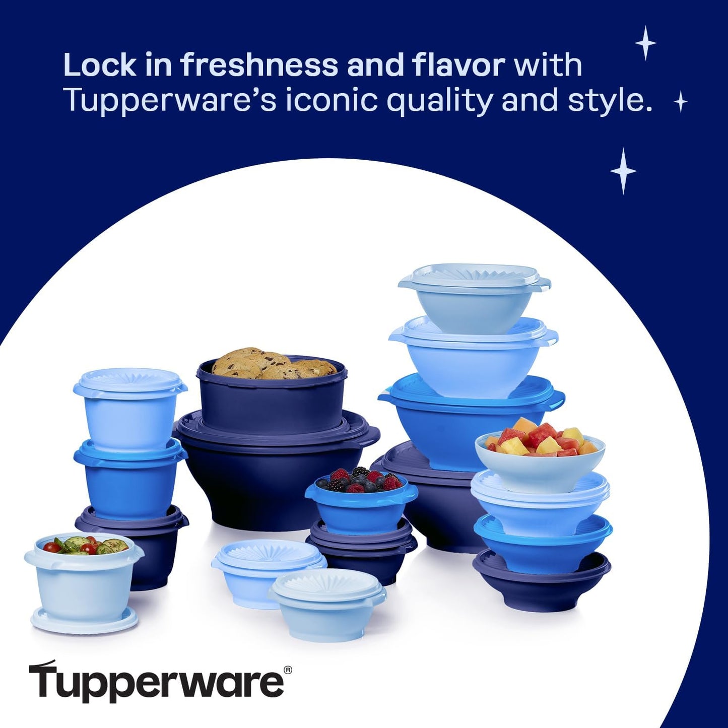 Tupperware Heritage Collection - 36 Piece Vintage Blue Food Storage Container Set | BPA-Free & Dishwasher Safe