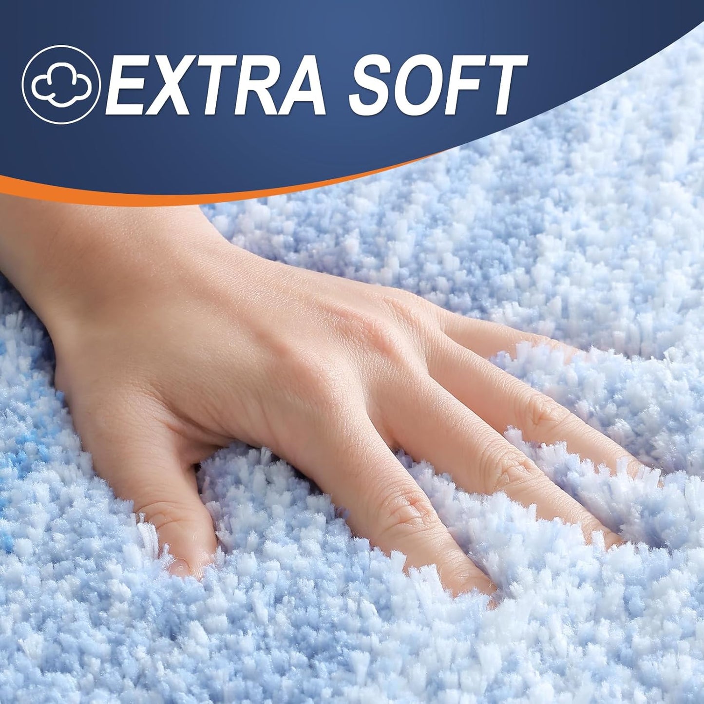 OLANLY Large Bathroom Rugs - Extra Soft Microfiber Mat 44x32 | Quick Dry & Washable, Light Blue