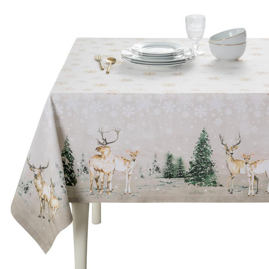 Maison d' Hermine Table Cloth Rectangle Table 100% Cotton 70 x 120 Inches Fall Tablecloth Reusable Everyday Use for Thanksgiving Christmas Decorations Dining Farmhouse Party (Deer in The Woods)