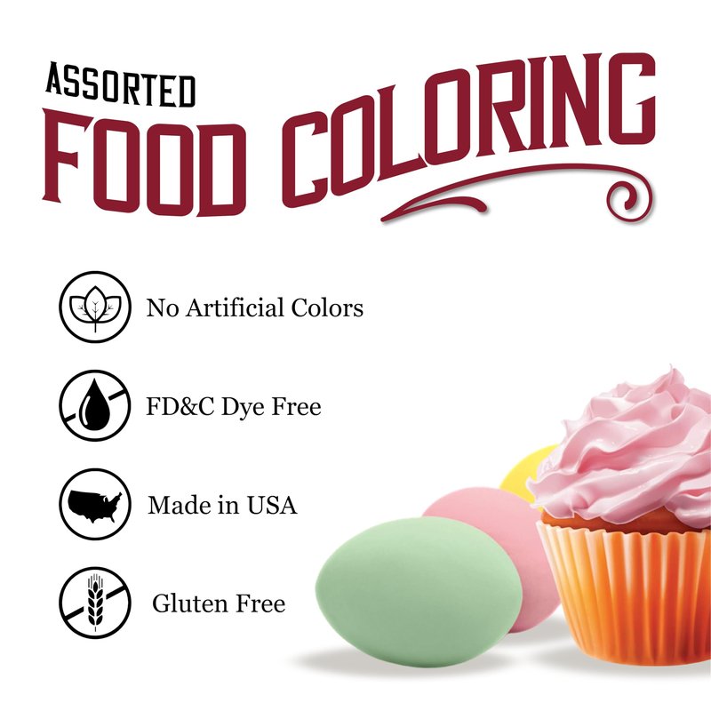 Watkins Assorted Food Coloring, 1 Each Red, Yellow, Green, Blue, Total Four 0.3 oz bottles, 4 Count (Pack of 1)