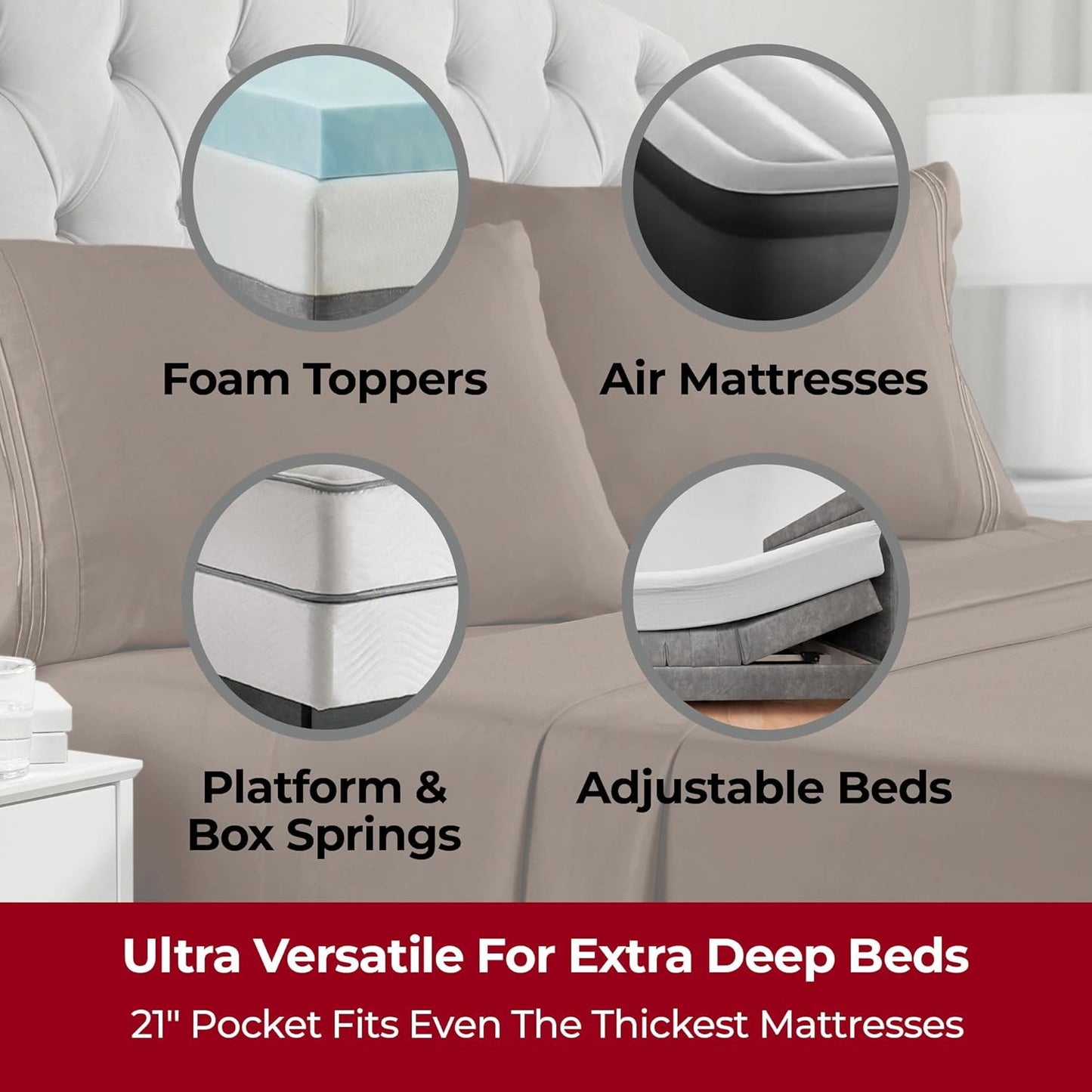 Mellanni Extra Deep King Sheets - Hotel Luxury, Ultra Soft & Cooling - Wrinkle, Fade & Stain Resistant (Brown)
