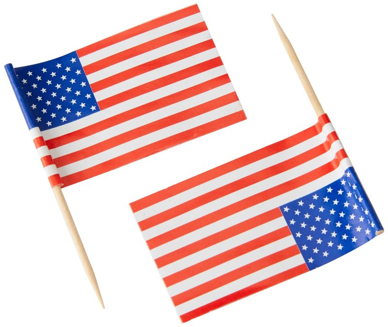 Vibrant Multicolor US Flag Picks - 3" x 2" (30 Count) - Premium Material & Eye-catching Party Picks, Great For Patriotic Celebrations & Events