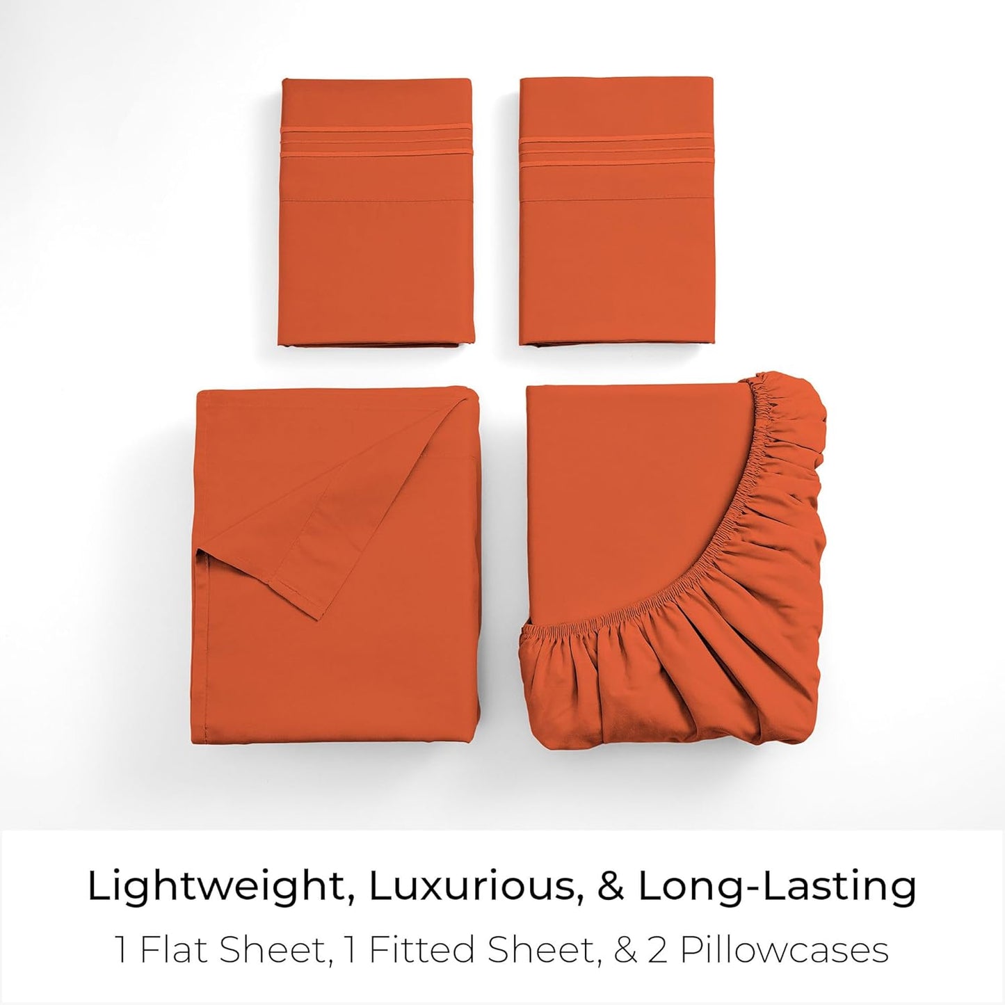 Mellanni Queen Sheets Set - 4 PC Hotel Luxury Bedding | Extra Soft, Cooling & Stain Resistant (Poppy Orange)