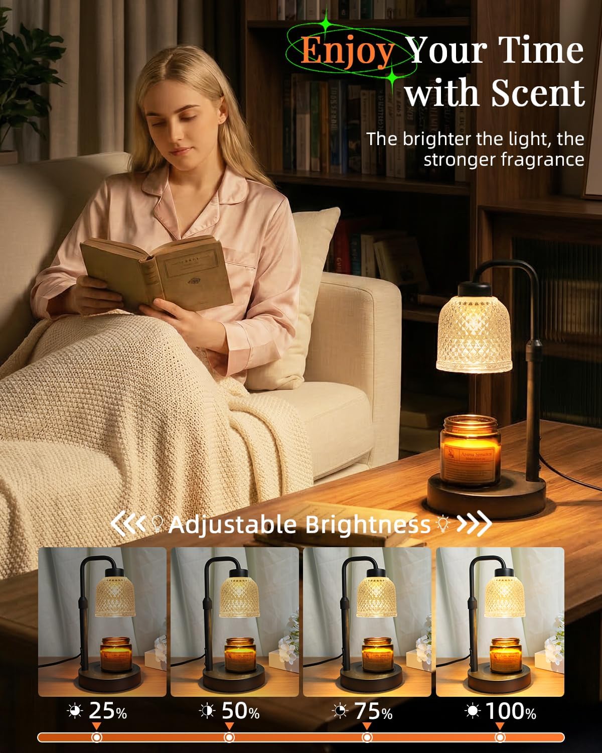 AIFEI Candle Warmer Lamp - Dimmable & Adjustable Height | Perfect Birthday & Housewarming Gift - Coal Black