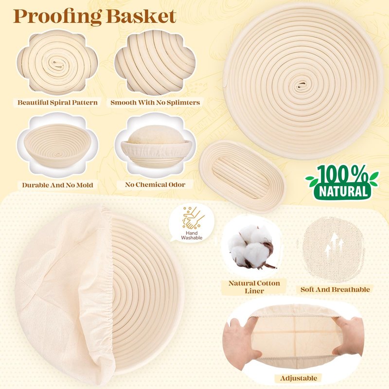 Sourdough Starter Kit, Sourdough Bread Baking Supplies, Sour Dough Starter Kits, Pink Sourdough Kit, Baking Gifts for Women, Bread Proofing Basket, Sour Dough Bread Making Kit Tools Baking Set