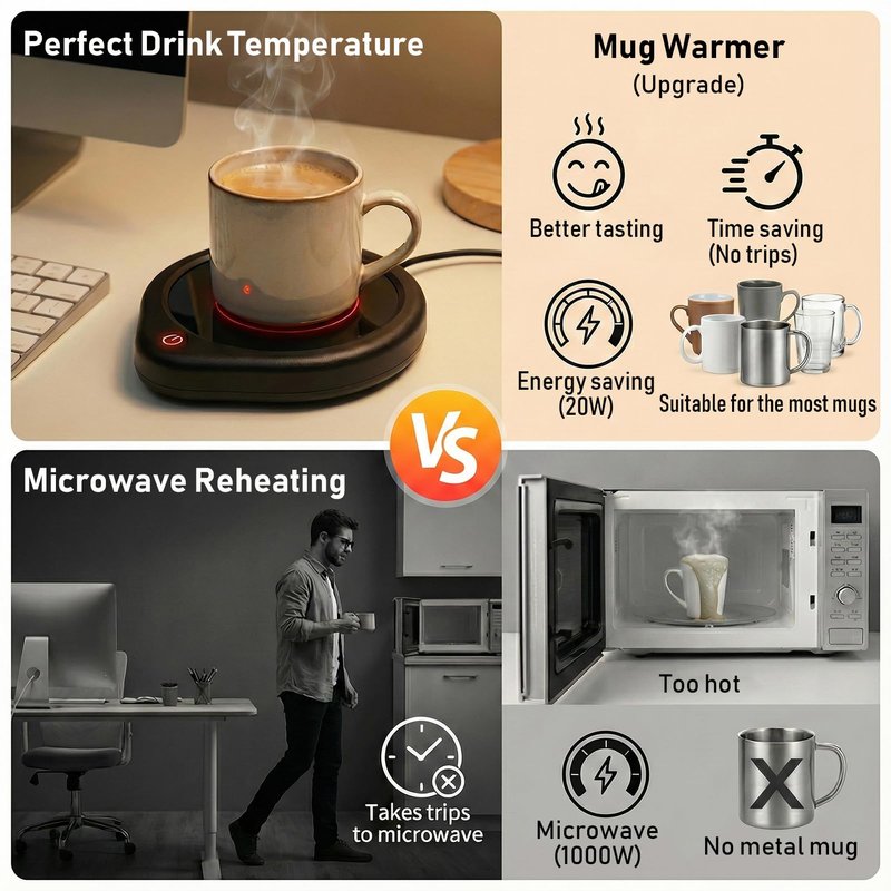 Oracer Coffee Mug Warmer, Cup Warmer for Desk with Auto Shut Off Smart Temperature Settings, Electric Beverage Tea Water Milk Heater for All Cups and Mugs, Heating Plate Candle Wax Warmer