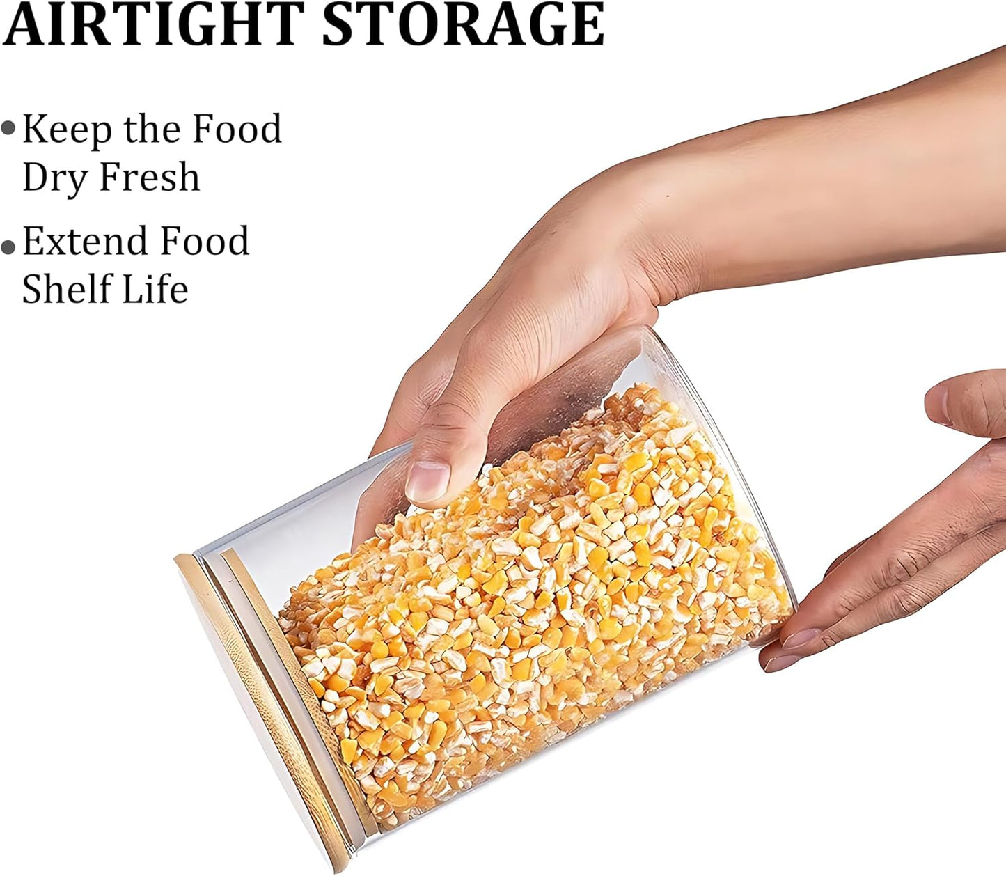 YMMIND Glass Food Storage Jars - Airtight Bamboo Lid Canisters Set of 3 | Clear Cylindrical Containers for Pasta, Coffee, Cookies, Nuts, Cereal, Oats, Flour
