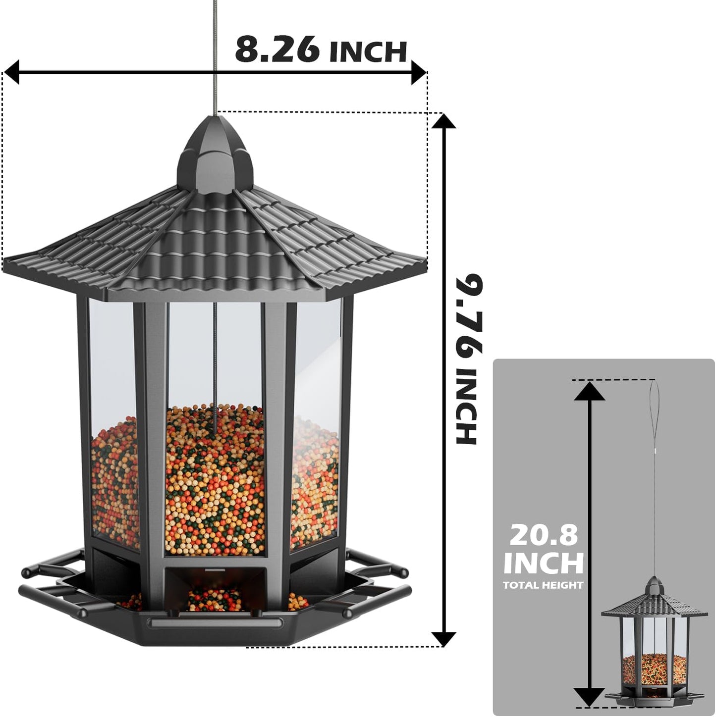 Birdream Bird Feeders - 2 Pack Outdoor Hanging Retro Pagoda Design for Attracting Wild Birds