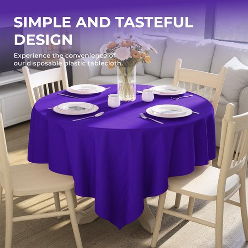 JHDZDHY 10 Pack Premium Disposable Plastic Tablecloth 84" Round Table Cover for Birthdays Weddings Christmas Anniversary Buffet Table (Purple)