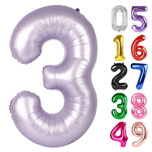 Lilac Number 3 Balloon 40 Inch, 3rd Birthday Celebration Supplies for Girls Boys Women Men, 3 Balloon for Girls Boys Theme Party