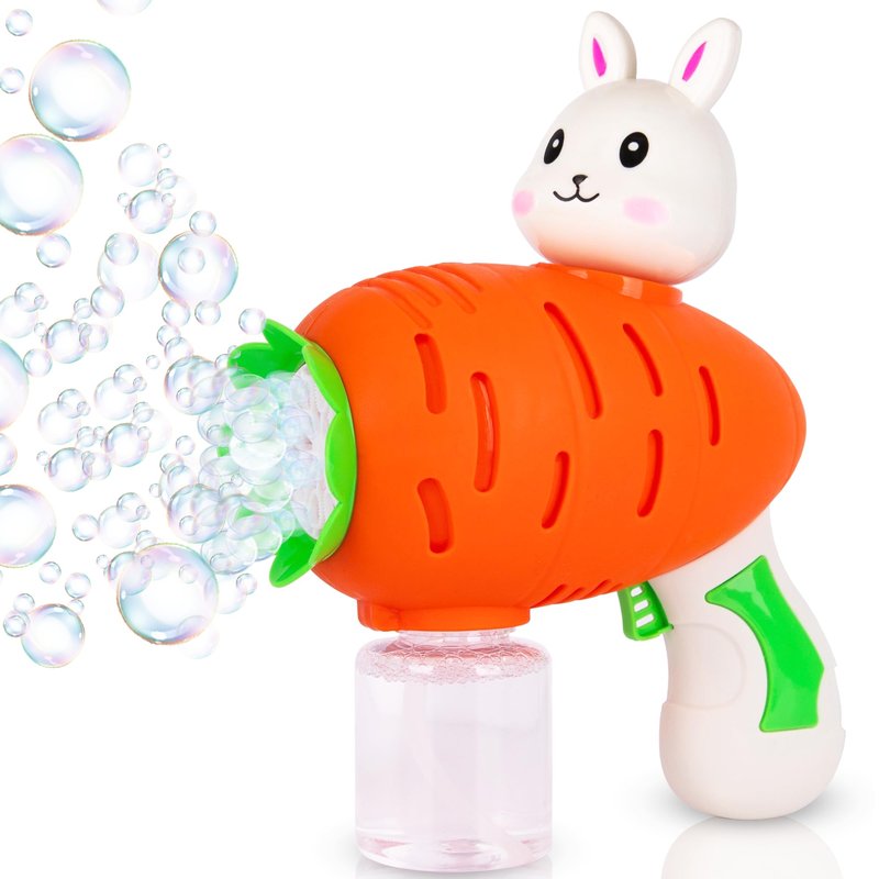 ArtCreativity Bunny Bubble Gun – Fun Carrot-Shaped Easter Bubbles Toy with 100ml Solution – Perfect Easter Stuffers for Kids, Toddler Boy Basket Stuffers, and Bubble Play for Boys & Girls