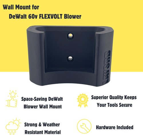DeWalt Wall Mount for 60V Flexvolt Blower - Durable Black Plastic Holder with Hardware