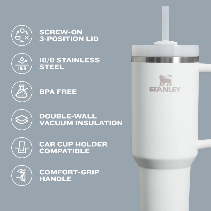 Stanley Quencher H2.0 Tumbler with Straw 20 oz | Flowstate 3-Position Lid | Cup Holder Compatible for Travel | Insulated Stainless Steel Cup | BPA-Free | Frost