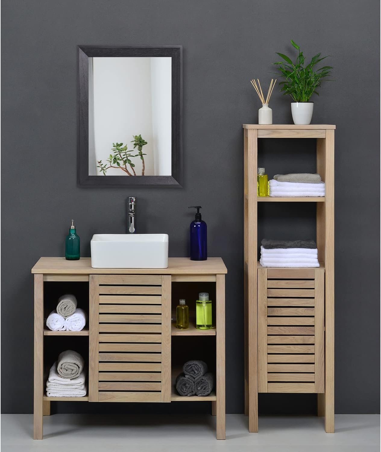 AAZZKANG Black Rectangle Wall Mirror - Decorative Wood Framed Design for Bedroom, Bathroom, or Living Room