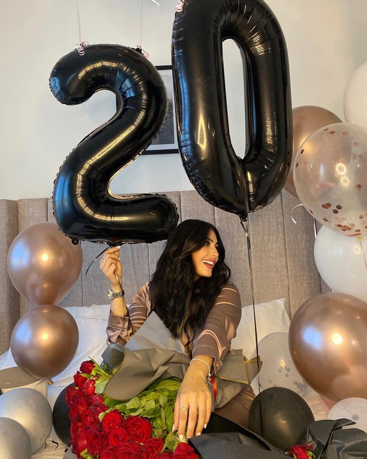 4 Balloon, Black Number Balloon 40 Inch, 4th Gold and Black Party Decorations, Four Large Numbers for Party Decor, Number 4 Balloon