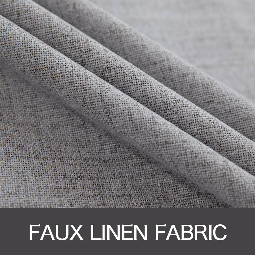 MIULEE Blackout Curtains - 100% Thermal Insulated Linen Texture | Grey Room Darkening Drapes 52x96 Inch (2 Panels)