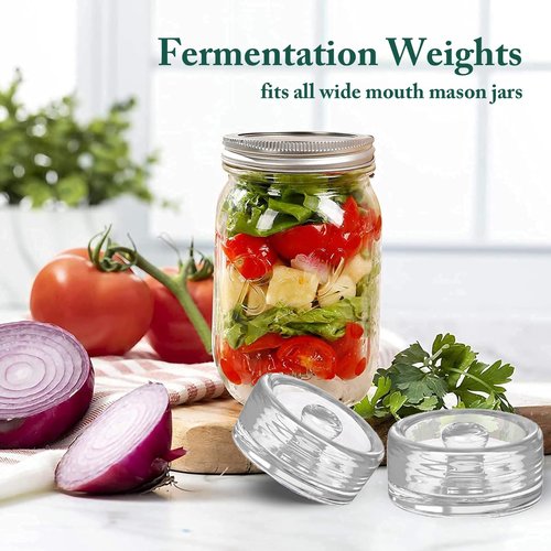 Fermentation Glass Weights with Easy Grip Handle for Mason Jars, Lead-Free, Washable (4 PCS)