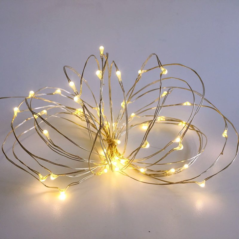 Pack 2 Indoor Battery-operated Led String Lights with Timer,Mini Leds Fairy Lights for Wedding Centerpiece Christmas Party Lighting Decorations,50 Count Leds,18FT Silver Wire (Warm White)