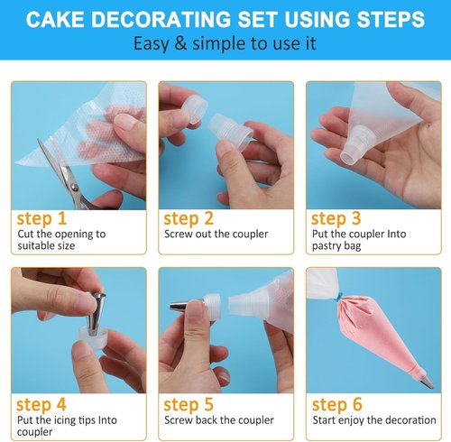 firstake Piping Bags and Tips Set - 100pcs Disposable Piping Bags, 12 Inch Icing Bags, Thickened Pastry Bags, Anti Burst Frosting Bags, Non-slip Cake Decorating Bags for Baking Cupcake and Cookies