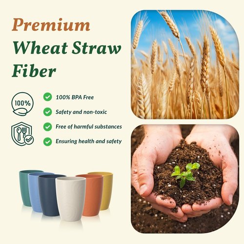Homienly Plastic Cups Alternatives Unbreakable Drinking Glasses Wheat Straw Cup Sets for Kitchen Camping Party RV Stackable Water Tumblers Dishwasher Freezer & Microwave Safe 6 PCS (12OZ, Multi)