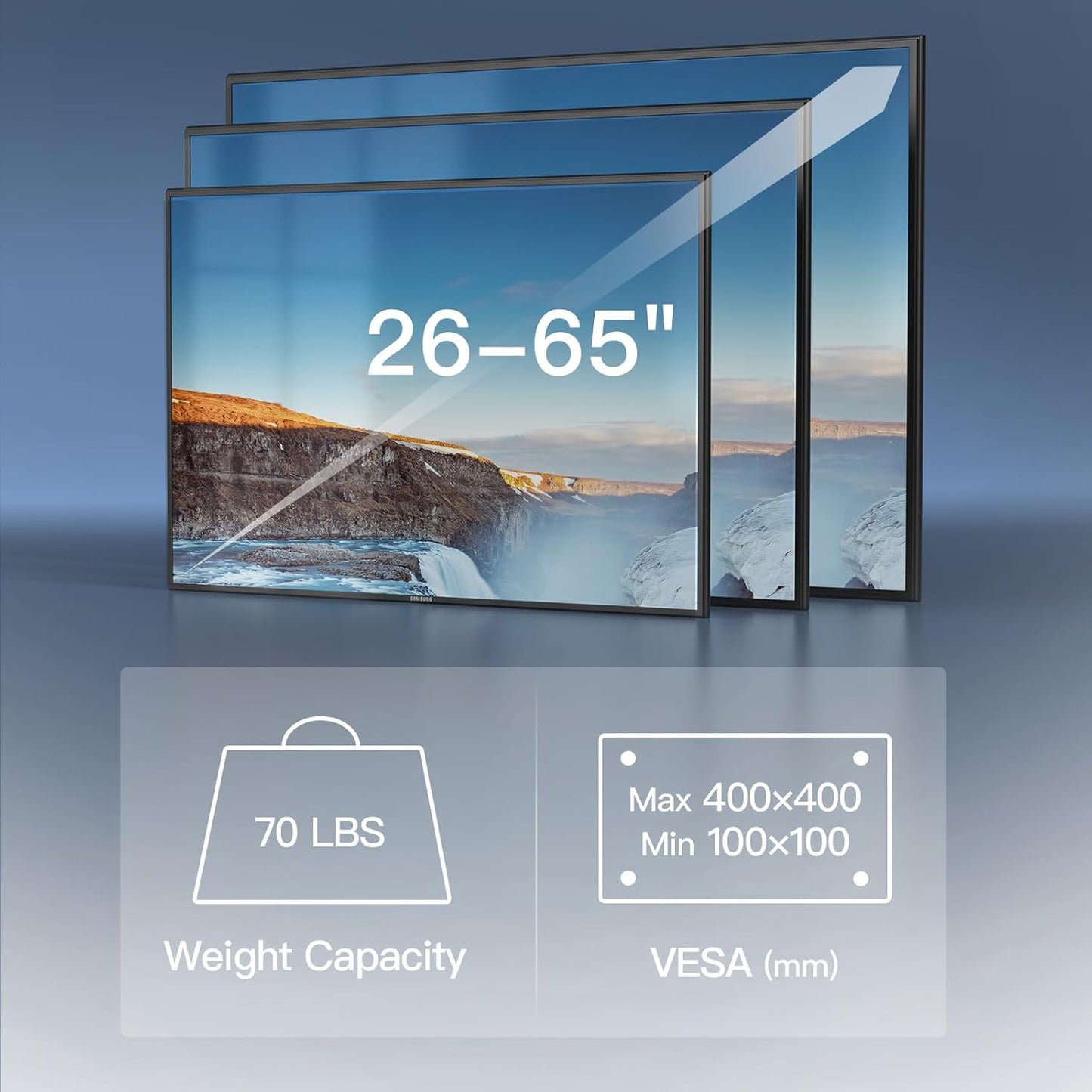 Perlesmith Corner TV Wall Mount - Full Motion Bracket for 26-65 Inch TVs up to 70 lbs | Swivel, Tilt, Level