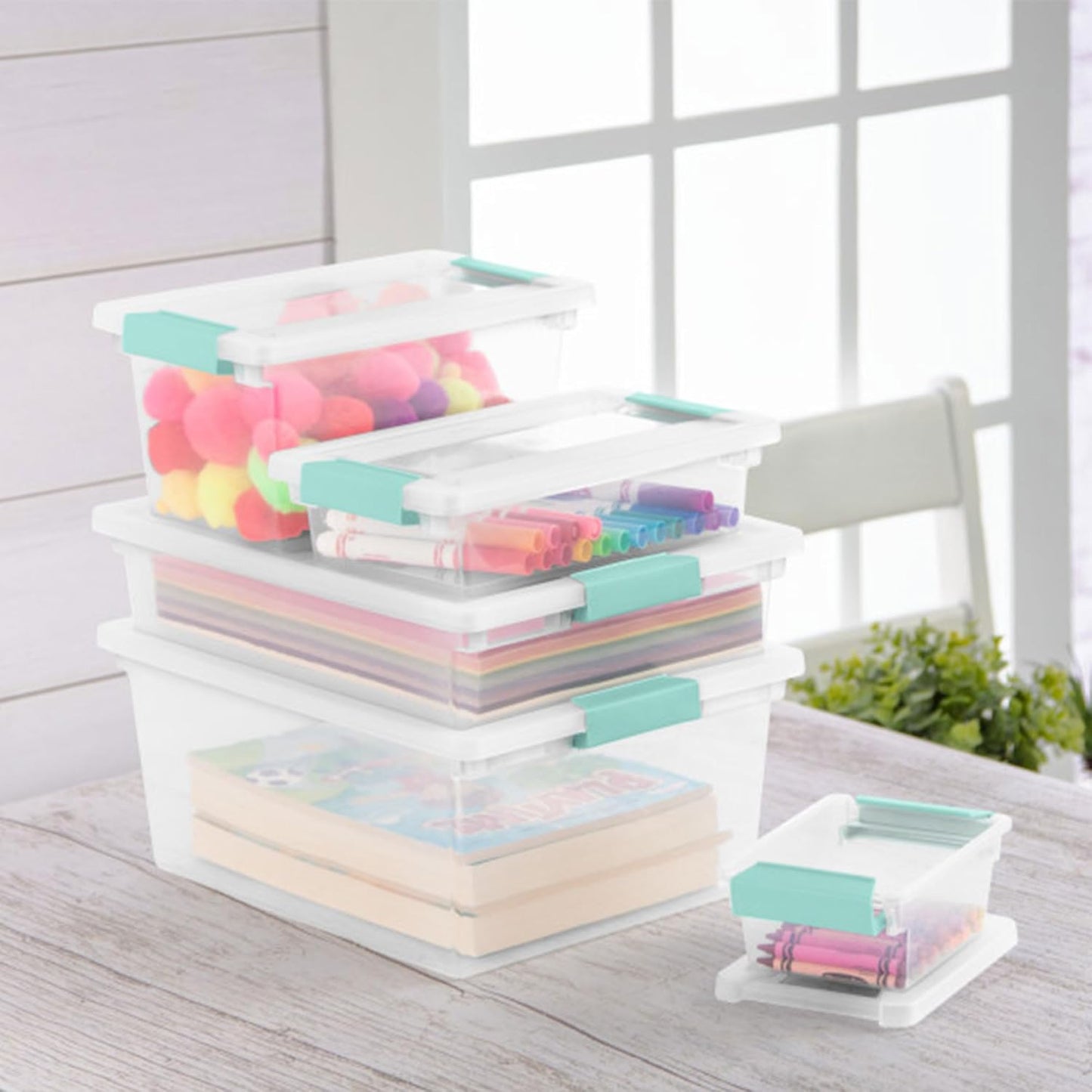 Sterilite 30-Pack Clip Box | Stackable Clear Plastic Bins with Latching Lids for Organizing Arts & Crafts