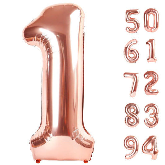 40 Inch Rose Gold 1 Balloon for First Birthday, 1st Number Balloons Birthday Decorations for Girl Boy Kids Toddler Baby, One Giant Number 1 Balloon