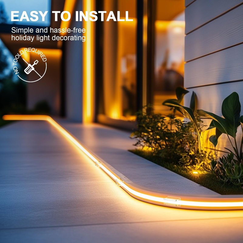 Neon Rope Light Clips Mounting - 24 Pcs Clear Waterproof LED Strip Clip Brackets - Adhesive Wall Mount Holder for Govee and Other Neon LED Lights Strips