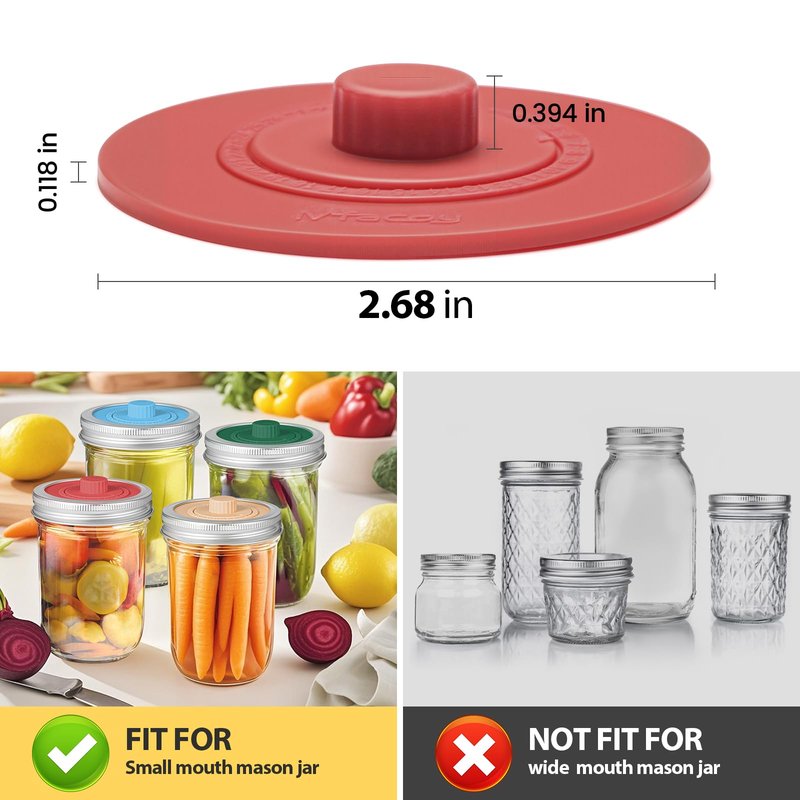 Mfacoy Airlock Fermentation Lids for Small Mouth Mason Jars, Fermenter Caps, Fermentation Kit for Sauerkraut & Pickle Kit, One Way Waterless Airlock Valve - BPA-Free (Jar Not Included)