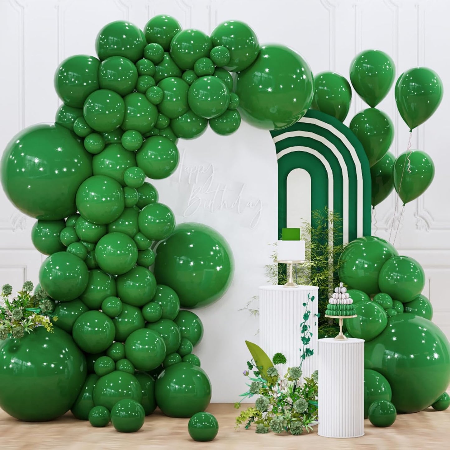 PartyWoo Hunter Green & Red Balloon Arch Kit - 140pcs in 5, 10, 12 & 18 Inch Sizes for Festive Celebrations