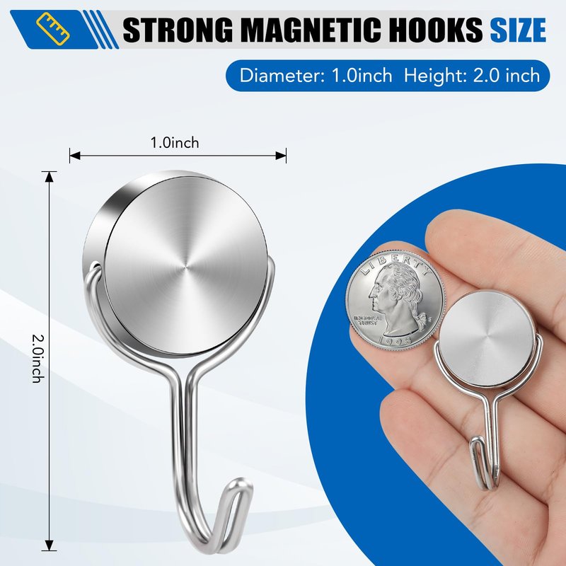 LOVIMAG Magnetic Hooks for Cruise Cabins, 60Lbs Swivel Magnetic Hooks Heavy Duty, Cruise Ship Essentials, Locker Accessories, Magnet Hook for Classroom, Refrigerator, Hanging, Grill -6 Pack