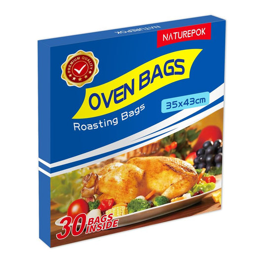 30×Oven Roasting Bags for Oven with Ties for Roasting Chicken, Meat & Fish Multi Purpose Food Safe Oven Bags for Baking Steaming Roasting Grilling Meal Prep (30, Medium)