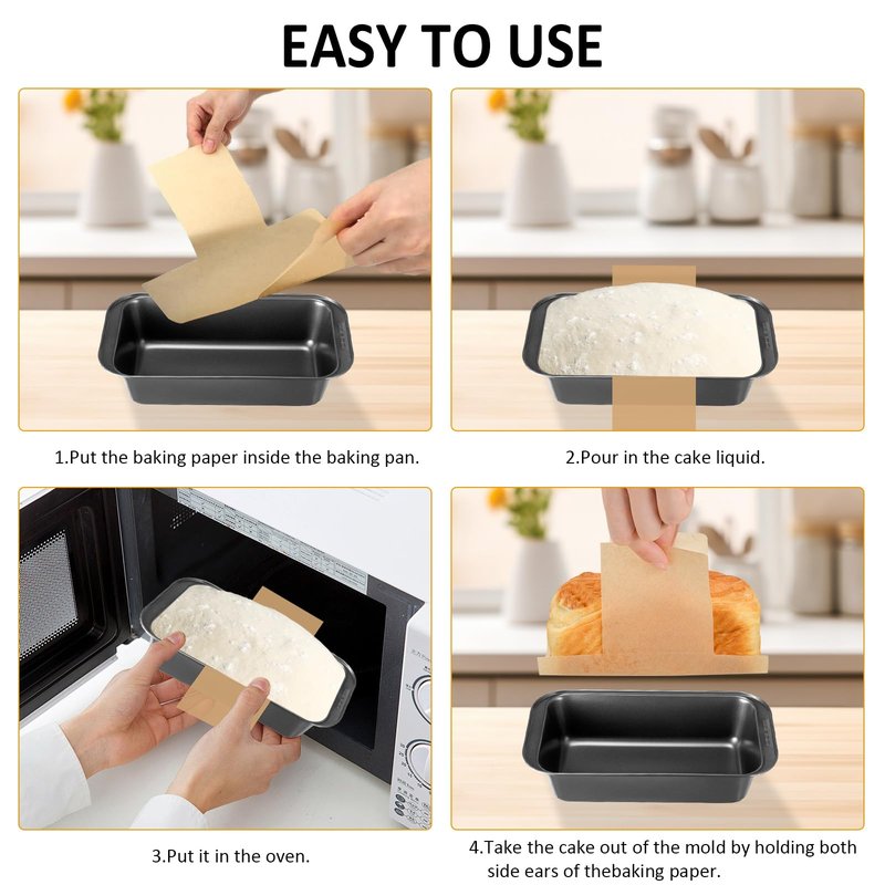 Numola Parchment Paper Loaf Pan Liners, Non-Stick Baking Paper Sheets for 8.5x4.5/ 9x5/10x5 Inch Pans, Double-Sided Unbleached Easy-Release Paper for Banana Bread, Meatloaf, Toast-100 Pack