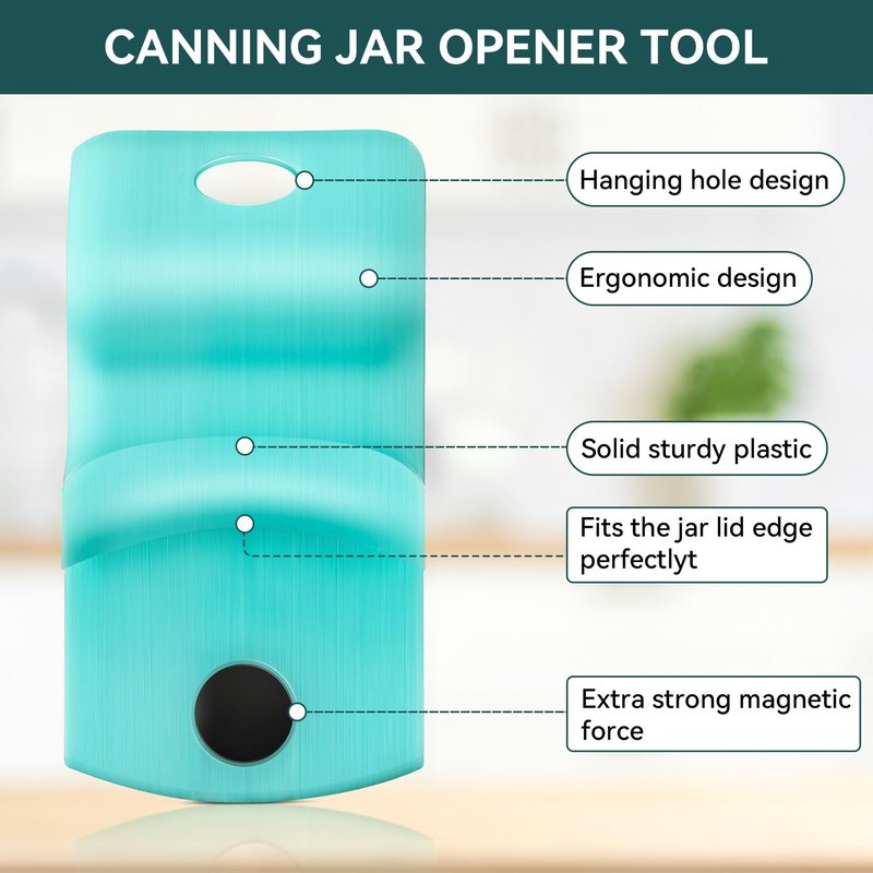 2 Pack Canning Jar Opener with Magnets, Mason Jar Opener For Canning Lids, Regular and Wide Mouth Lids, Powerful Magnet for Easy Refrigerator Storage, Releases Vacuum Seal– Patent Pending (Blue)