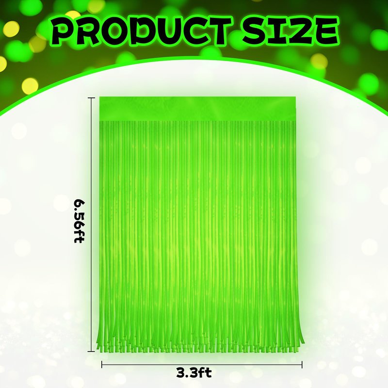 4 Pack Glow in The Dark Curtains Party Supplies 6.6 x 3.3 Ft Glow Tinsel Foil Fringe Curtains Photo Booth Prop Backdrop Streamer for Birthday Holiday Neon Party Decorations