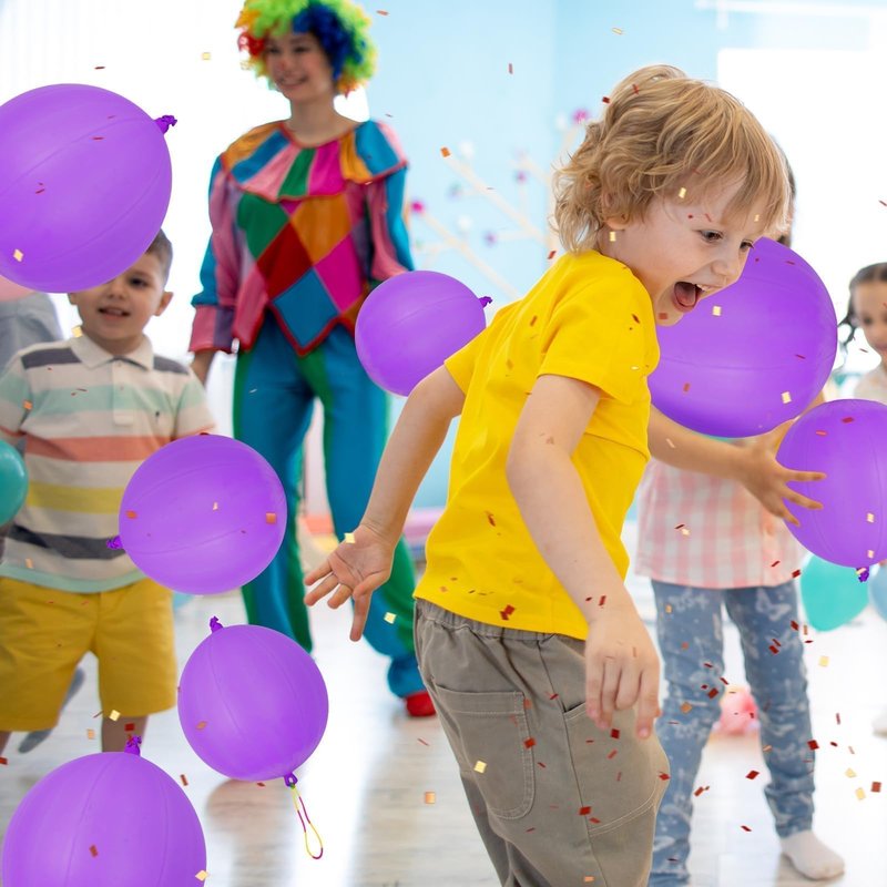 12 Pcs Purple Punch Balloons | with Rubber Band Handle for Easy Grip - Ideal for Kids’ Birthday Party Favors, Classroom & Outdoor Play(Purple)