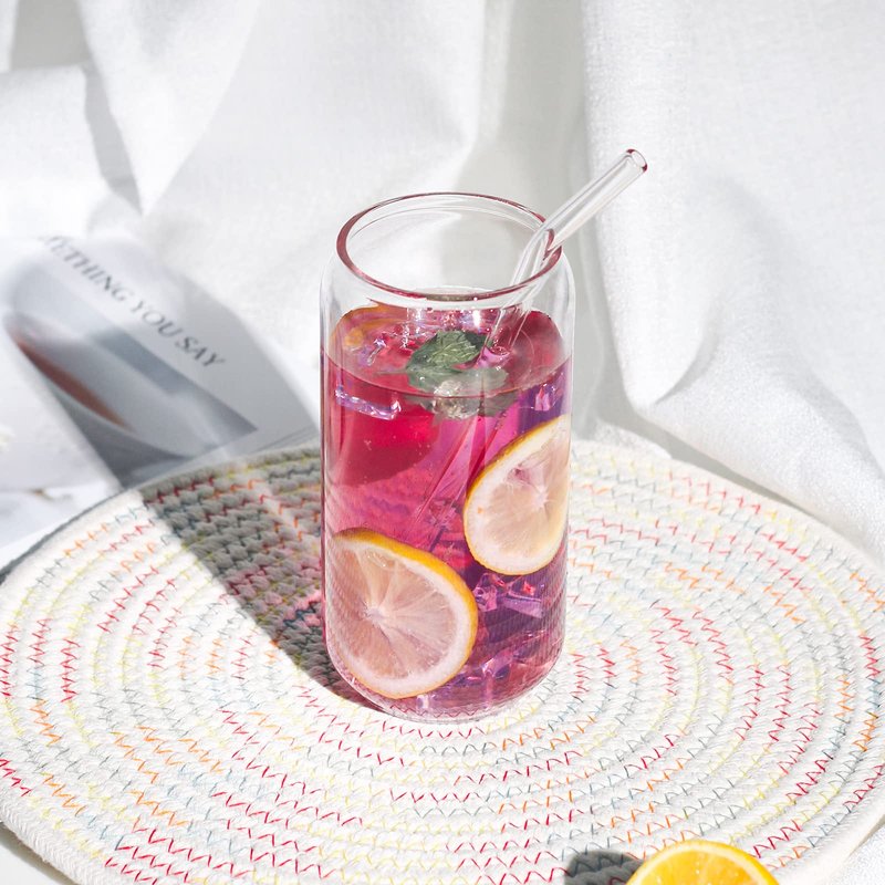 Kxuhivc 1 Pack Glass Cup, 16oz Drinking Glass with Bamboo Lid and Straw, Beer Tumbler for Mojito Soda Smoothies Whiskey Iced Coffee Cocktail Tea Juice
