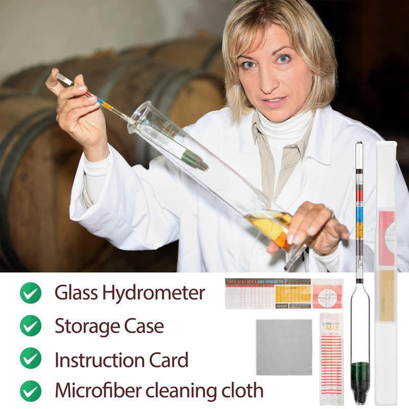 3 Packs Triple Scale Hydrometer with Cleaning Cloth for Wine Beer Mead Kombucha Brewer Elite Hydrometer Alcohol Measuring Tools Brewing Supplies Distilling Equipment for Home Tester
