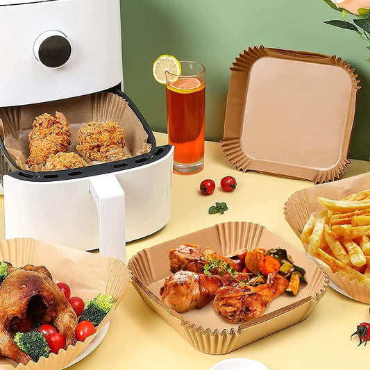 Air Fryer Liners Square for COSORI Air Fryer 6Qt and Ninja AF141, 150Pcs 9 Inch Large Air Fryer Paper Liners for 5-8QT Basket, Non-stick Parchment Paper Pads Oil Resistant