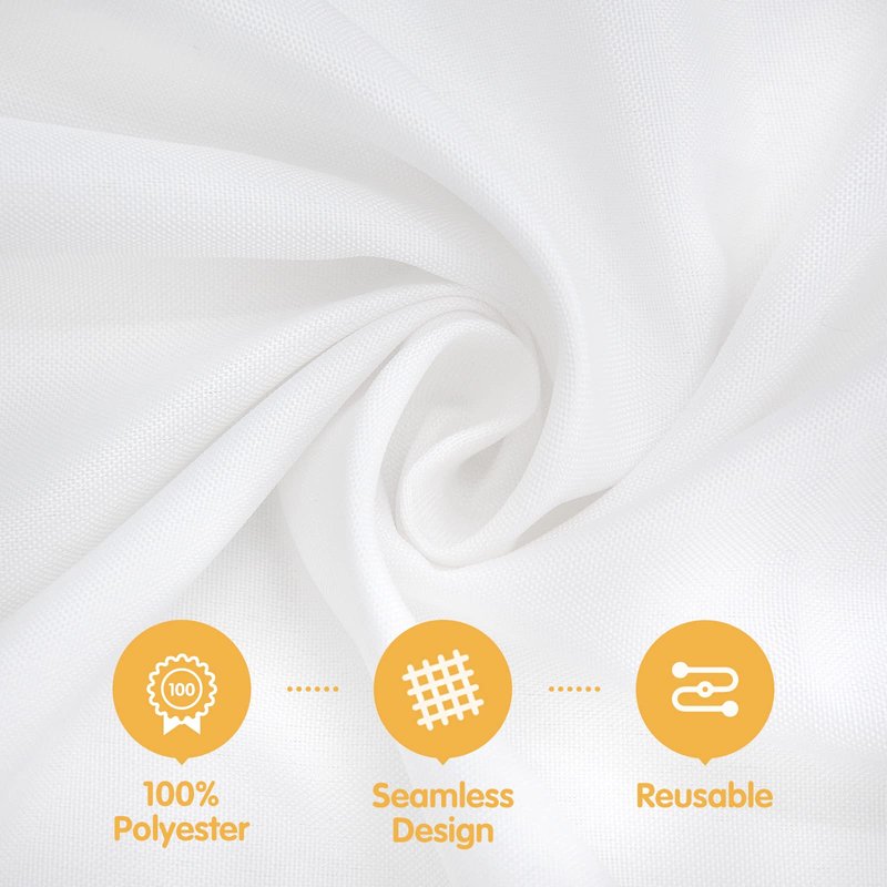 BRILLMAX 6 Pack White Round Tablecloths 120 Inch for 60” Tables - 150 GSM Polyester Fabric, Floor Length Drop, Water, Stain & Wrinkle Resistant Cloth Cover for Wedding Reception Banquet Dining