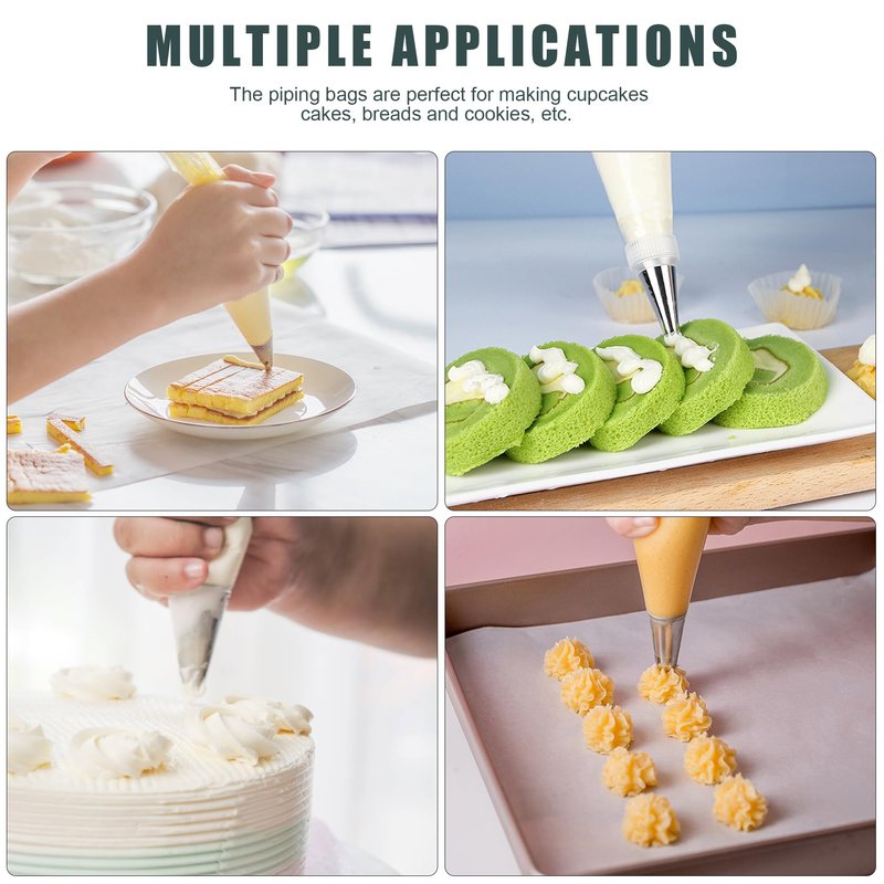 Piping Bags and Tips Set, Cakes Decorating Supplies Kit with 100pcs 12 Inch Pastry Bags, 16 Piping Tips, 3 Cake Scraper, 2 Couplers, 2 Bag Ties, Simple and Convenient Baking Supplies Set