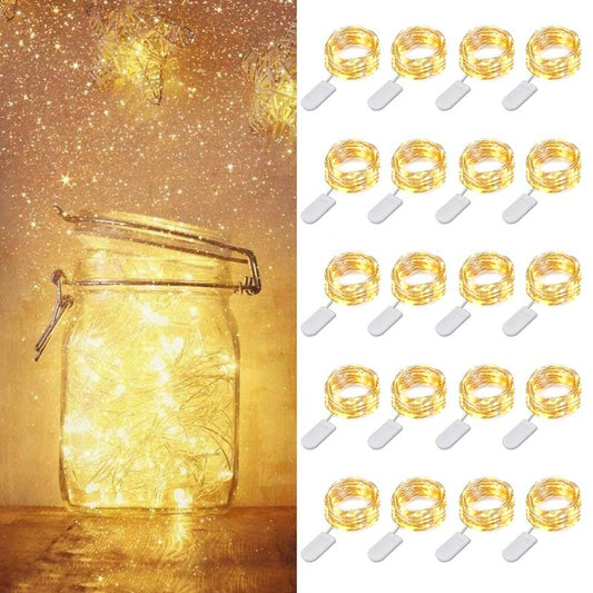 MUMUXI 20 Pack 3.3ft Fairy String Lights Battery Operated, Mini LEDs for Party Wedding Centerpiece Decorations, Crafts, Mason Jar Firefly Lights, Warm White