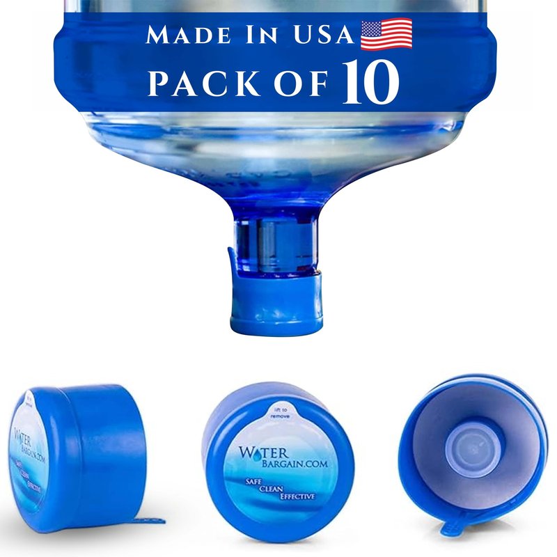 [10 Pack] USA Made 3 & 5 Gallon Water Bottle Caps - Spill Proof 5 Gallon Water Jug Cap fits 2, 3, 5, 6 Gallon Water Jugs - 5 Gallon Water Jug Lid - Lids for 5 Gallon Jug Cap, 3 Gallon Water Jug Cap