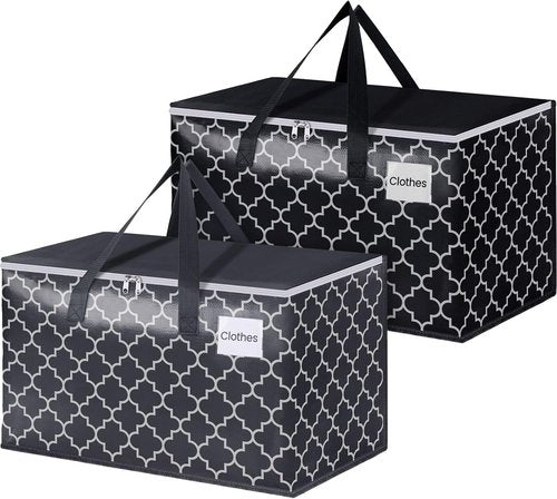 Extra Large Moving Bags by [Brand Name] - Heavy-Duty Storage Totes with Zipper Top & Sturdy Handles | 100L, Black & Gray, 2-Pack