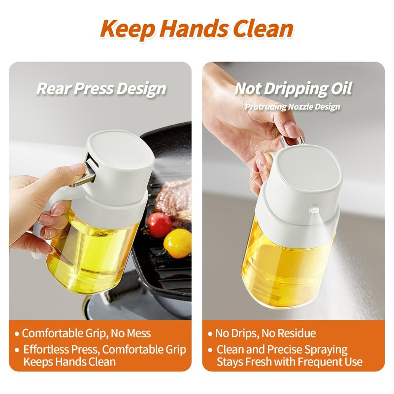 YARRAMATE Mini Oil Sprayer for Cooking, 6.8 OZ/ 200 ML Premium Oil Spray Bottle for Kitchen, Food-grade Olive Oil Sprayer, Portable Oil Mister for Air Fryer, kitchen, Outdoor BBQ and Camping (White)