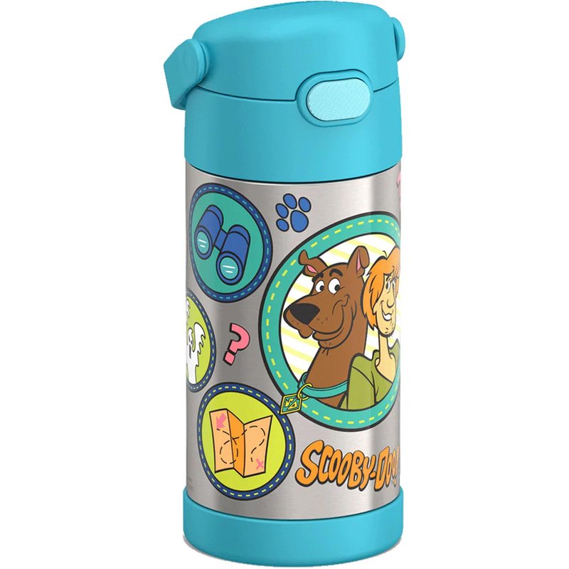 THERMOS FUNTAINER Water Bottle with Straw - 12 Ounce - Kids Stainless Steel Vacuum Insulated Water Bottle with Lid, Scooby-Doo