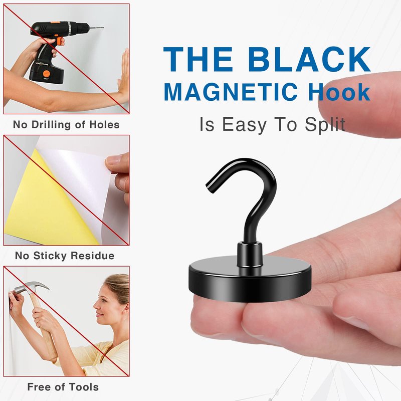 LOVIMAG Magnetic Hooks Heavy Duty, 130lbs Strong Neodymium Magnet Hook for Cruise Cabins, Magnets with Hooks for Locker Accessories, Classroom Must Haves, Kitchen, Office, Metal Door Decor -4 Pack