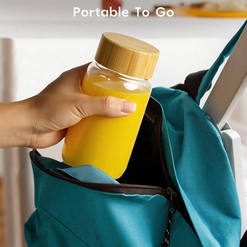 Freshmage 16 oz Borosilicate Glass Water Bottles (4 Pack) - High-Heat Resistant & Durable Wide Mouth Reusable Bottles with Bamboo Lids, Leak Proof for Juicing, Smoothies, Beverage Storage, BPA-Free
