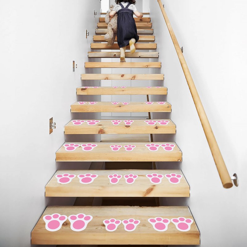 Wonmon 70PCS Removable Easter Bunny Paw Prints Stickers, 3 Size Easter Bunny Feet Stickers Rabbit Paw Decal Bunny Paw Print Clings for Home Office Classroom Floor Easter Party Decorations